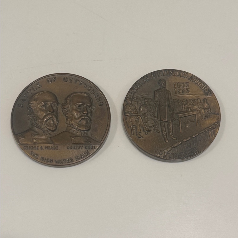 1963 CIVIL WAR CENTENNIAL BATTLE OF GETTYSBURG BRONZE COMMEMORATIVE 2.5" MEDAL